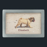 Kleinhund Mops Rechteckige Gürtelschnalle<br><div class="desc">Blauer Strang</div>