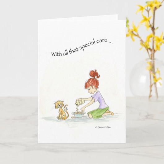 Kleinkatze Karte (Gelbe Blume)