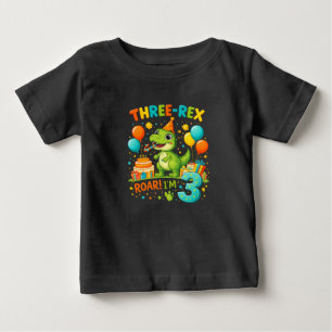 Kleinkind Geburtstags-T-Shirt – Süßer Drei-Rex-Din Baby T-shirt