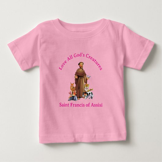 Kleinkind Girl Pink St. Francis Assisi katholische Baby T-shirt (Vorderseite)
