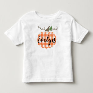 Kleinkind Girl Watercolor Orange Kariert Pumpkin T-shirt