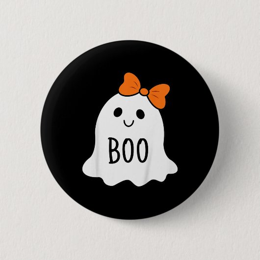 Kleinkind Halloween Boo Geist mit einem Bow Mädche Button (Vorderseite)