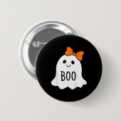 Kleinkind Halloween Boo Geist mit einem Bow Mädche Button (Vorne & Hinten)