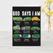 Kleinkind Junge Gott sagt ich bin Müllwagen Jesus Karte (Gelbe Blume)