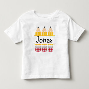 Kleinkind Junge Personalisierte Karierte Bleistift T-shirt