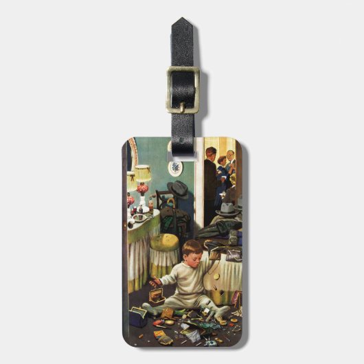 Kleinkind leert Geldbeutel Gepäckanhänger (Vorderseite vertikal)