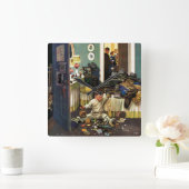 Kleinkind leert Geldbeutel Quadratische Wanduhr (Zuhause)