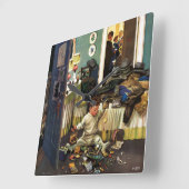 Kleinkind leert Geldbeutel Quadratische Wanduhr (Winkel)