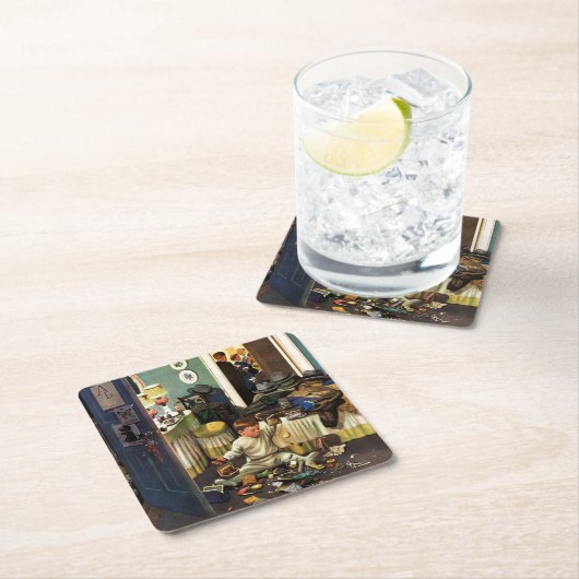 Kleinkind leert Geldbeutel Rechteckiger Pappuntersetzer (Vor Ort)