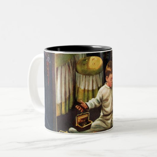 Kleinkind leert Geldbeutel Zweifarbige Tasse (Vorderseite Links)