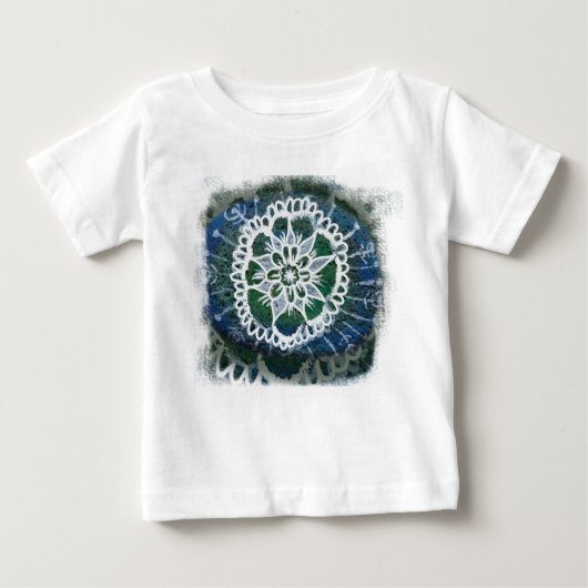 Kleinkind Ruffle T-Shirt Weiße Mandala blauer Hint (Vorderseite)
