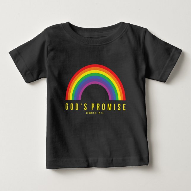Kleinkind Schwarzes T-Shirt Regenbogen Gottes Vers (Vorderseite)