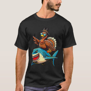 Kleinkind Thanksgiving Truthahn Reitender Hai T-Shirt