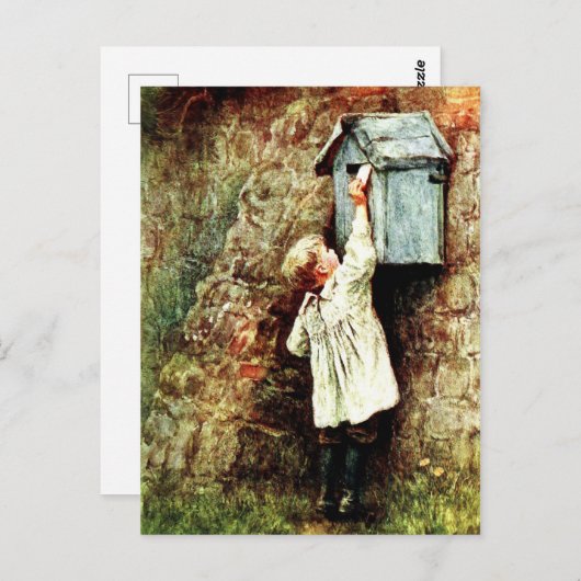 Kleinkind und Brief Postkarte (Vorne/Hinten)