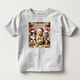 Kleinkind Weihnachts-T - Shirt mit Hund, Katze, Ha