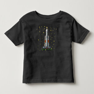 Kleinkind Weltraum Rakete Gold Sterne Schwarz Weih T-shirt