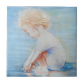 Kleinkinder am Strandsee Fliese (Vorderseite)