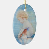 Kleinkinder am Strandsee Keramik Ornament (Rechts)