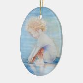 Kleinkinder am Strandsee Keramik Ornament (Links)