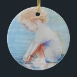 Kleinkinder am Strandsee Keramik Ornament<br><div class="desc">Schönes Aquarellbild eines Kindes zum ersten Mal am Strand - das war mein Baby zum ersten Mal am Michigansee !</div>