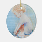 Kleinkinder am Strandsee Keramik Ornament (Links)