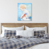 Kleinkinder am Strandsee Leinwanddruck (Insitu (Schlafzimmer))