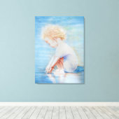 Kleinkinder am Strandsee Leinwanddruck (Insitu (Holzboden))