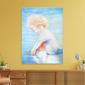 Kleinkinder am Strandsee Leinwanddruck (Insitu (Wohnzimmer))