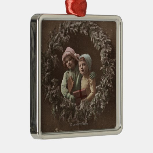 Kleinkinder in Armclasp Silbernes Ornament (Rechts)