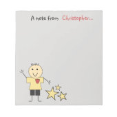 Kleinkinder kleiner, grau-gelber Knabe mit Namen Notizblock (Vorderseite)