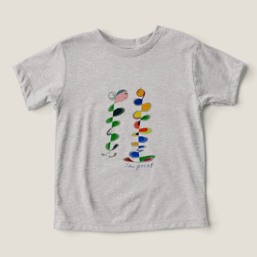 Kleinkinder Shirt mit zwei bunten lustigen Figuren (Design Vorderseite)