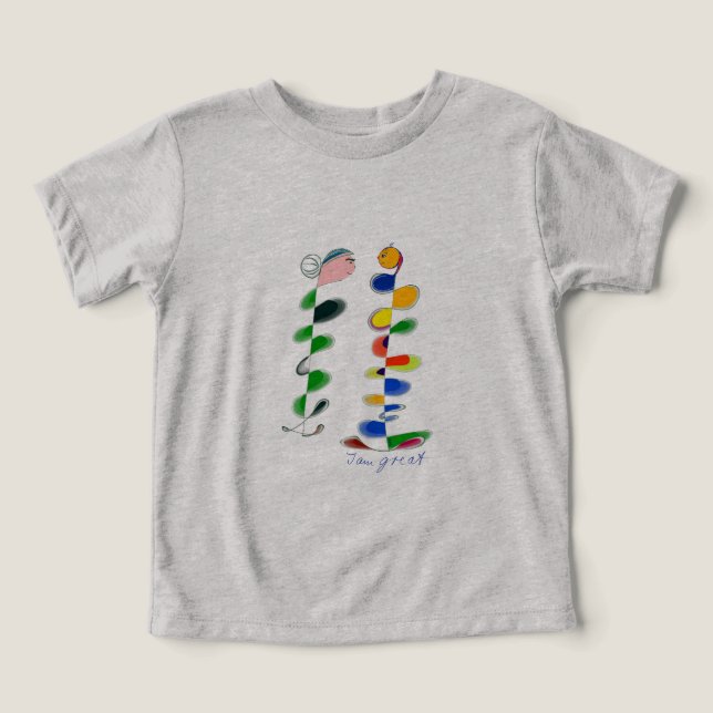 Kleinkinder Shirt mit zwei bunten lustigen Figuren (Design Vorderseite)