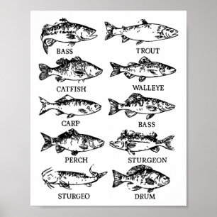 Kleinkinder Typen Freshwater Fish Funny Fisherman  Poster