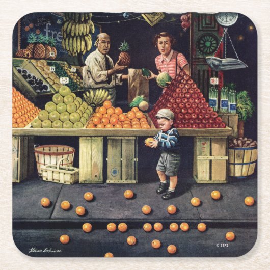 Kleinkinder und Orangen Rechteckiger Pappuntersetzer (Vorderseite)