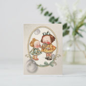 Kleinkinder Vintage Illustration Postkarte (Stehend Vorderseite)