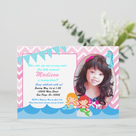 Kleinmädchen Geburtstagsfeier Einladung (Stehend Vorderseite)