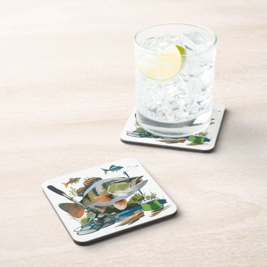 Kleinmund-Bass mit dem entsprechenden Tackle Getränkeuntersetzer (Rechte Seite)