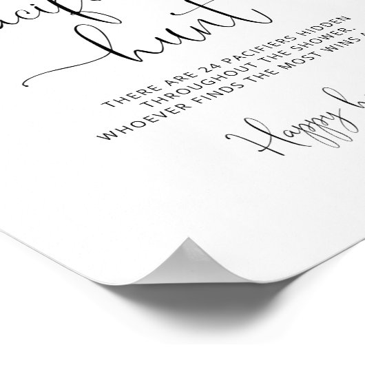 Kleinpfirsichjagd Schnuller Babyduschenspiel Poste Poster (Ecke)