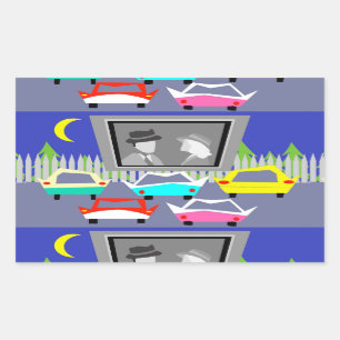 Kleinstadt-Autokino-Film-Aufkleber Rechteckiger Aufkleber