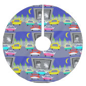 Kleinstadt-Autokino-Film-Weihnachtsbaum-Rock Polyester Weihnachtsbaumdecke (Vorderseite)