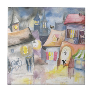 Kleinstadt nachts fliese