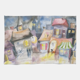 Kleinstadt nachts küchentuch