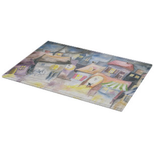 Kleinstadt nachts schneidebrett