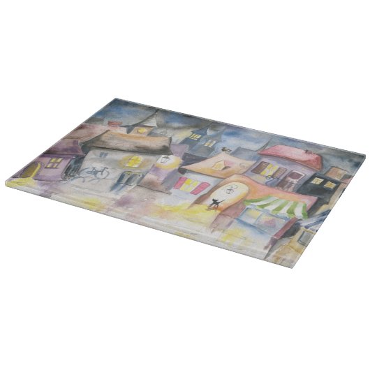 Kleinstadt nachts schneidebrett (Ecke)