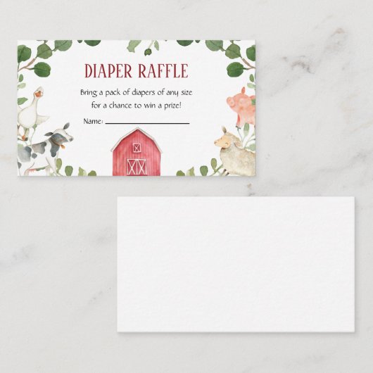 Kleintiere Babyduschmaschine Windelwindeln Visitenkarte (Vorne/Hinten)