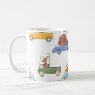 Kleintiere: von Hand gezeichnet Wasserfarbmuster. Kaffeetasse