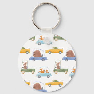 Kleintiere: von Hand gezeichnet Wasserfarbmuster. Schlüsselanhänger