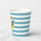 Kleintransporter für den Straßenbau Blauer Streife Pappbecher (Rückseite)