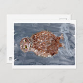 Kleinuhu mit grauer Postkarte (Vorne/Hinten)