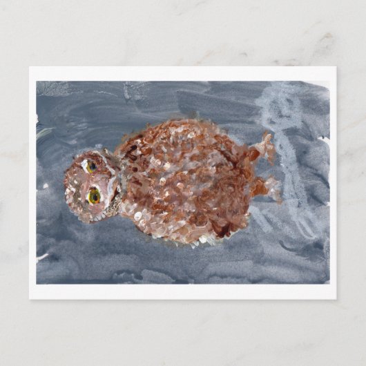 Kleinuhu mit grauer Postkarte (Vorderseite)